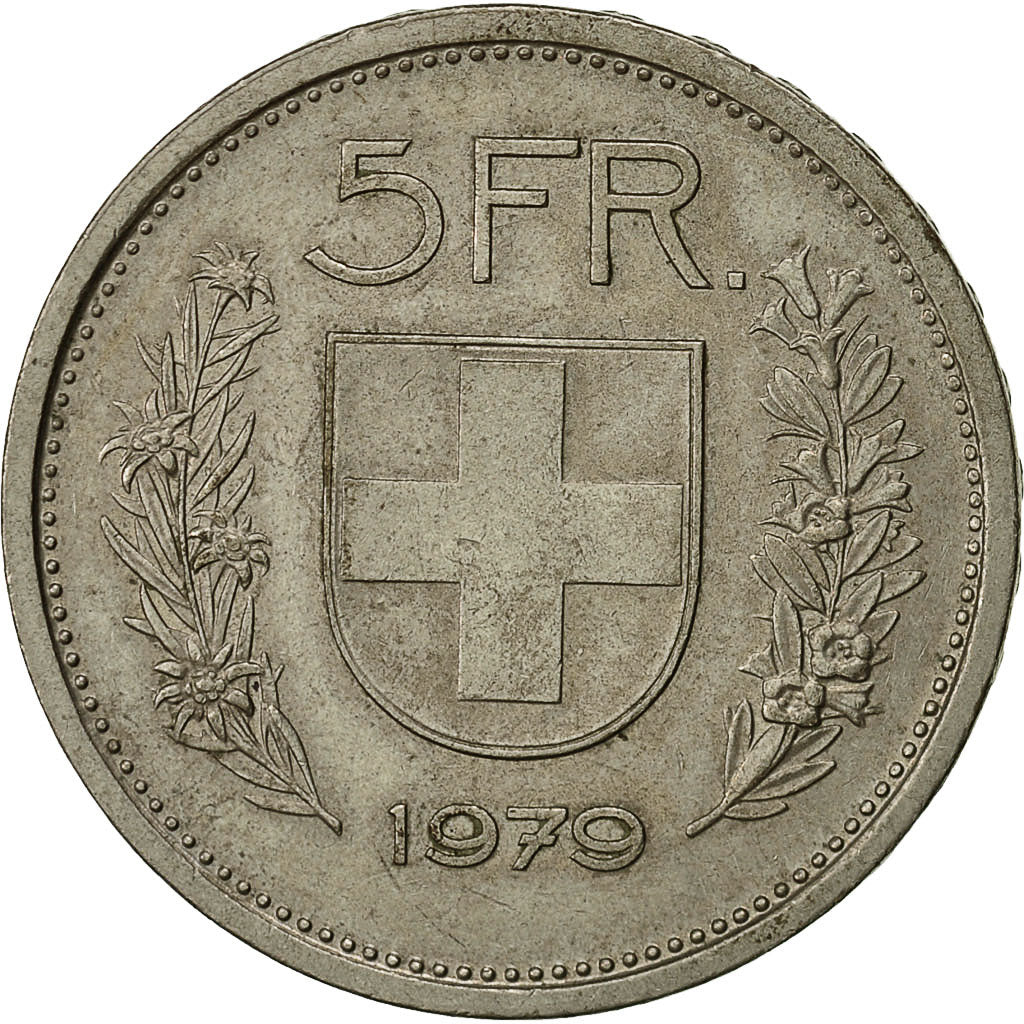 Switzerland, 5 Francs, 1979, Bern, EF(40-45), Copper-nickel, KM:40a.1
