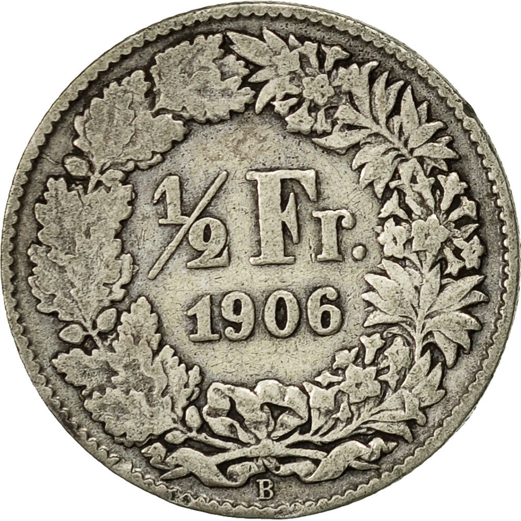 Switzerland, 1/2 Franc, 1906, Bern, EF(40-45), Silver, KM:23
