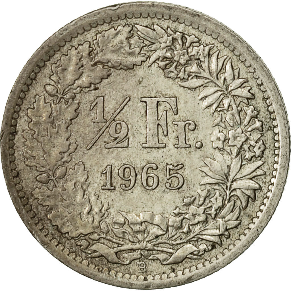 Switzerland, 1/2 Franc, 1965, Bern, VF(30-35), Silver, KM:23