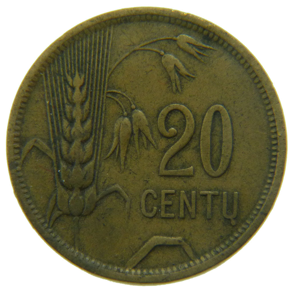 LITHUANIA, 20 Centu, 1925, King's Norton, KM #74, VF(30-35), Aluminum-Bronze,...