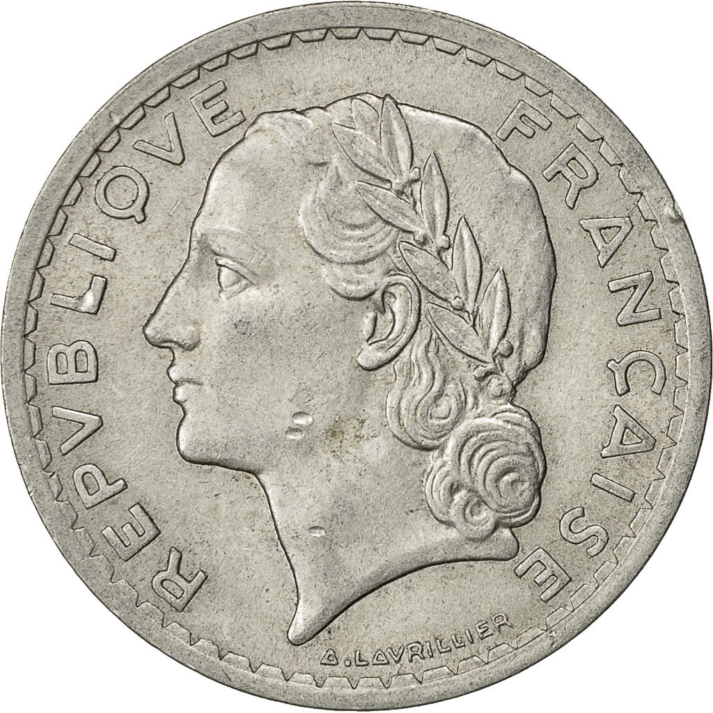 France, Lavrillier, 5 Francs, 1945, Castelsarrasin, VF(30-35), Aluminum