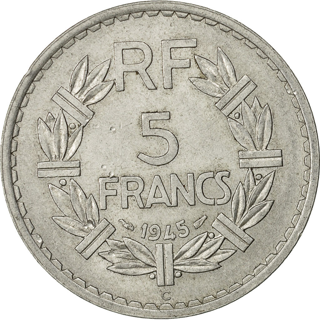 France, Lavrillier, 5 Francs, 1945, Castelsarrasin, VF(30-35), Aluminum
