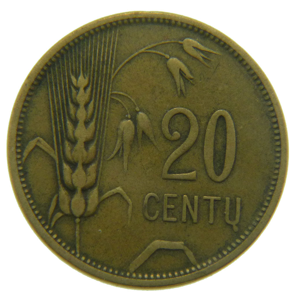 LITHUANIA, 20 Centu, 1925, King's Norton, KM #74, VF(30-35), Aluminum-Bronze,...