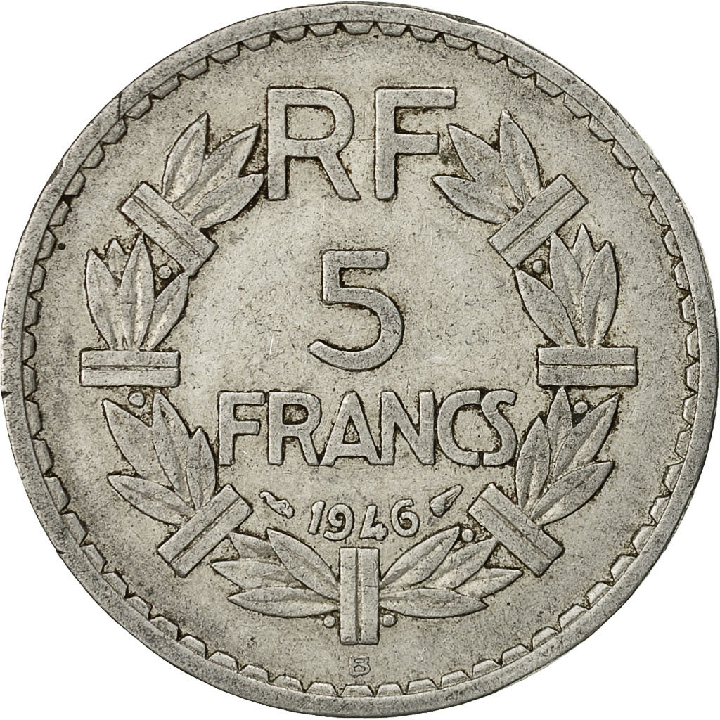 France, Lavrillier, 5 Francs, 1946, Beaumont - Le Roger, TB, Aluminium