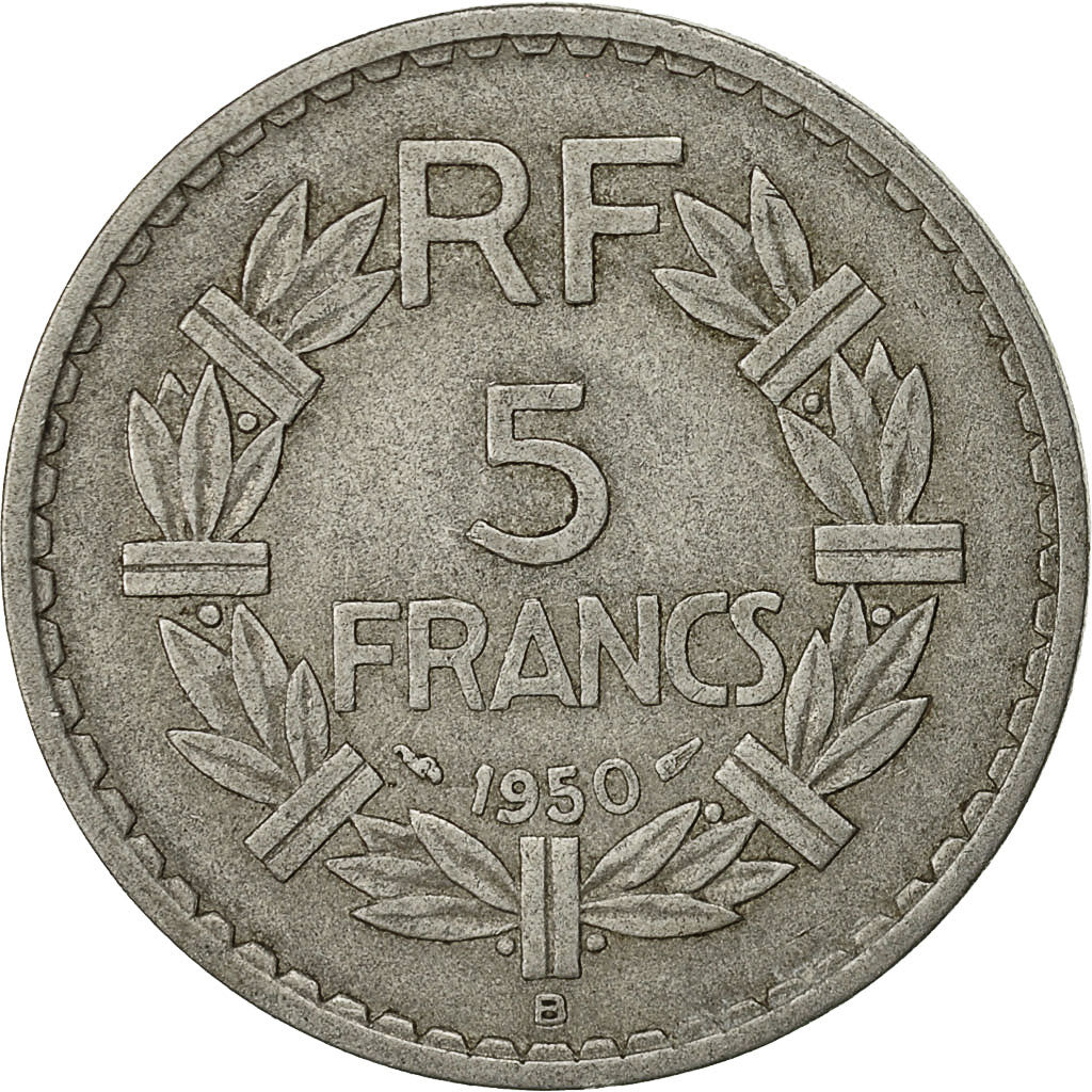 France, Lavrillier, 5 Francs, 1950, Beaumont - Le Roger, VF(20-25), Aluminum