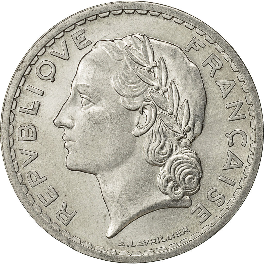 France, Lavrillier, 5 Francs, 1947, Paris, TB+, Aluminium, KM:888b.1