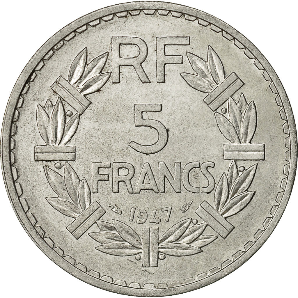 France, Lavrillier, 5 Francs, 1947, Paris, TB+, Aluminium, KM:888b.1