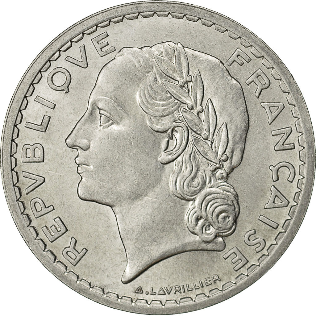 Frankreich, Lavrillier, 5 Francs, 1947, Paris, S+, Aluminium, KM:888b.1