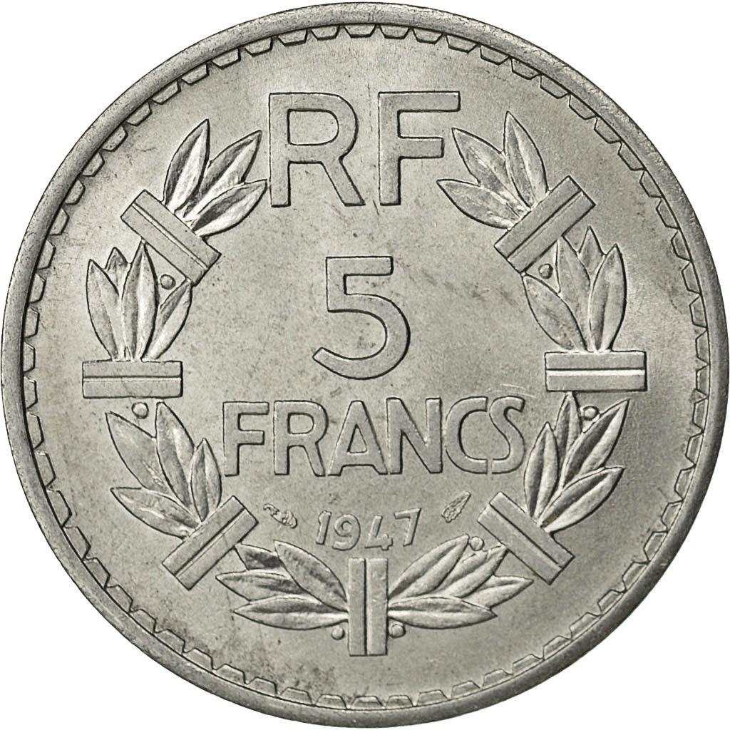 Frankreich, Lavrillier, 5 Francs, 1947, Paris, S+, Aluminium, KM:888b.1