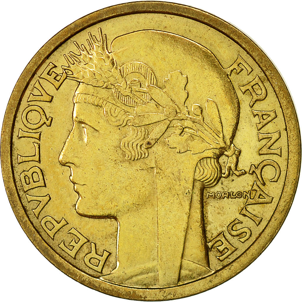 Frankreich, Morlon, 2 Francs, 1936, Paris, VZ, Aluminum-Bronze, KM:886