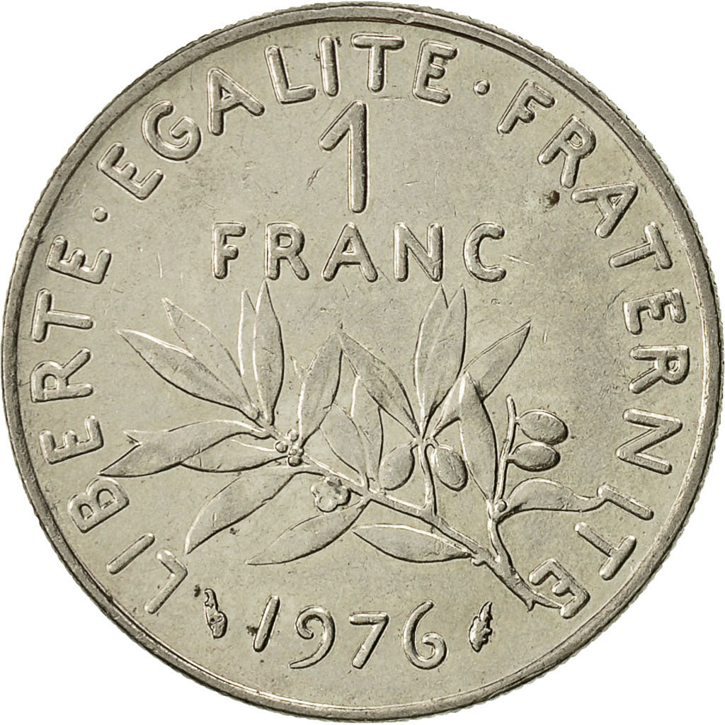 Francia, Semeuse, Franc, 1976, Paris, BB, Nichel, KM:925.1