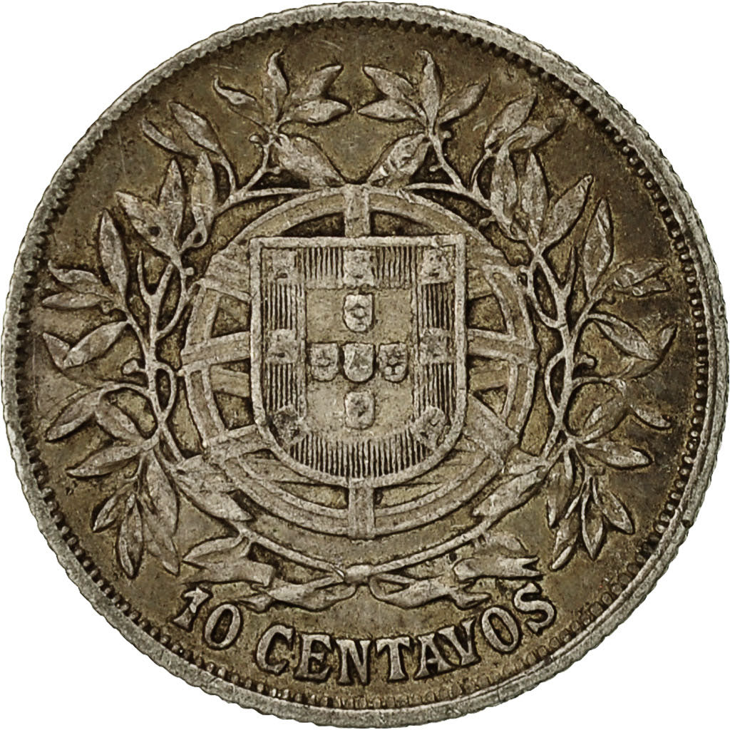 Portogallo, 10 Centavos, 1915, MB+, Argento, KM:563