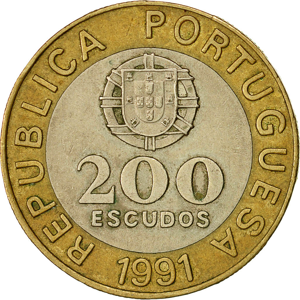 Portugal, 200 Escudos, 1991, S+, Bi-Metallic, KM:655