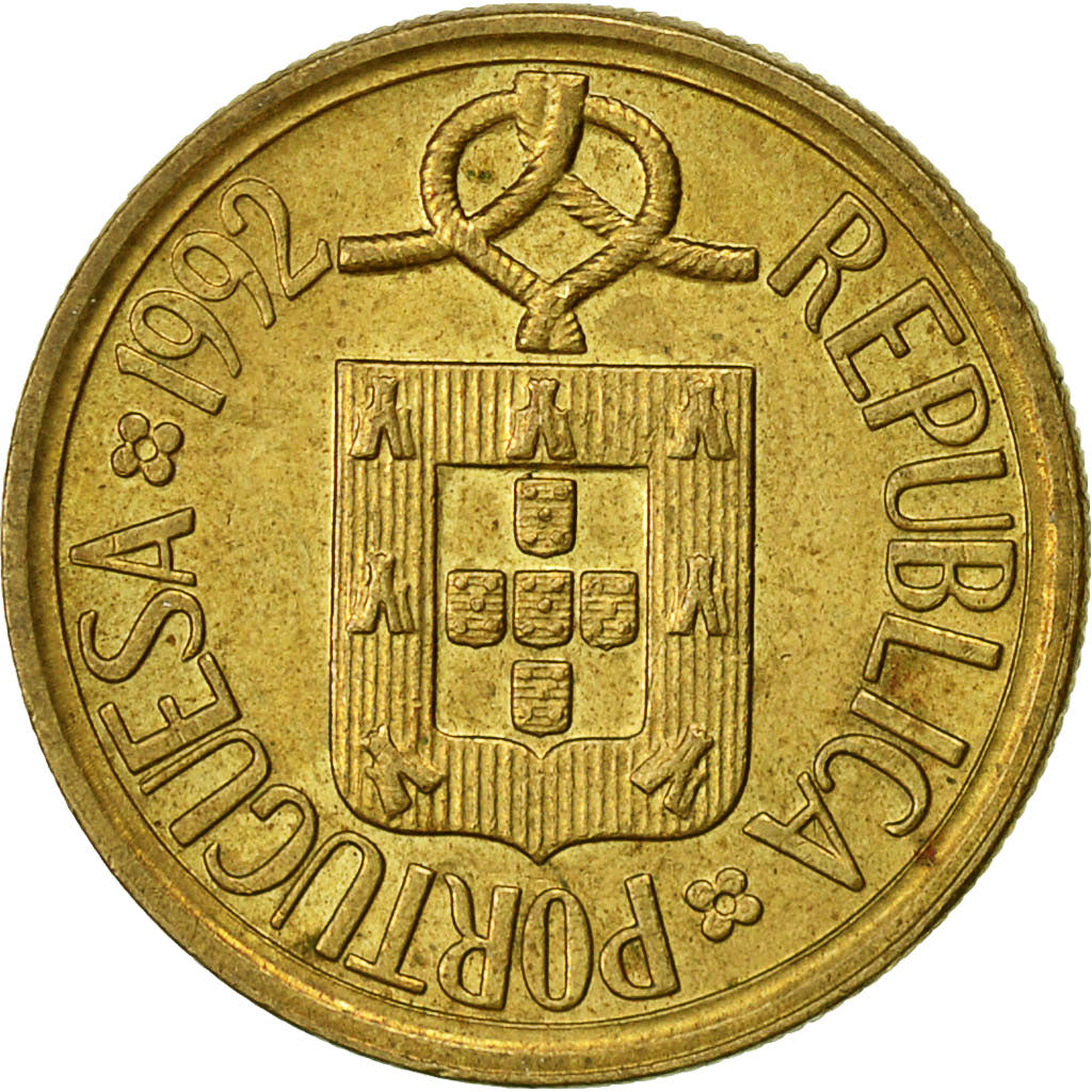 Portugal, 5 Escudos, 1992, VF(30-35), Nickel-brass, KM:632