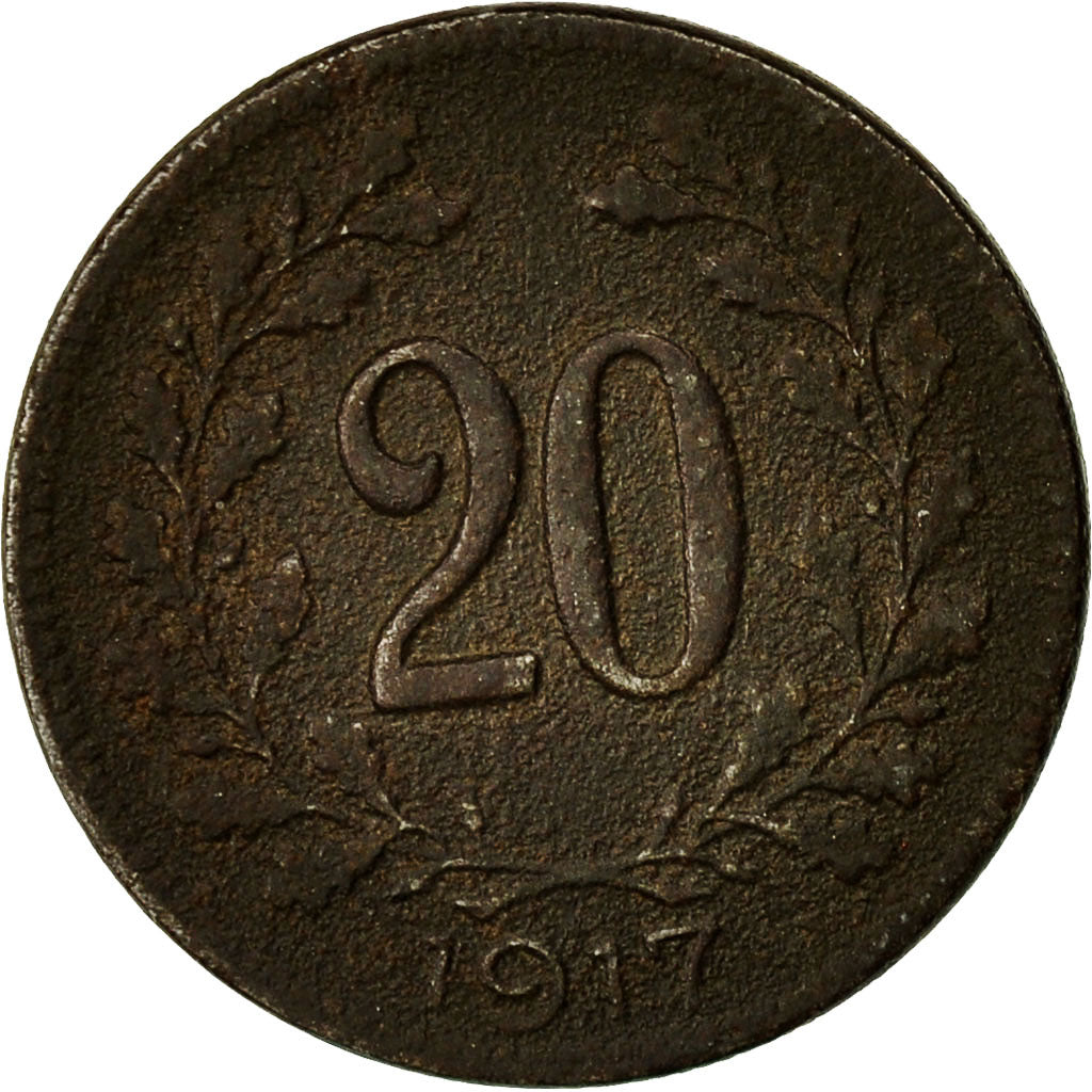 Austria, Karl I, 20 Heller, 1917, VF(20-25), Iron, KM:2826