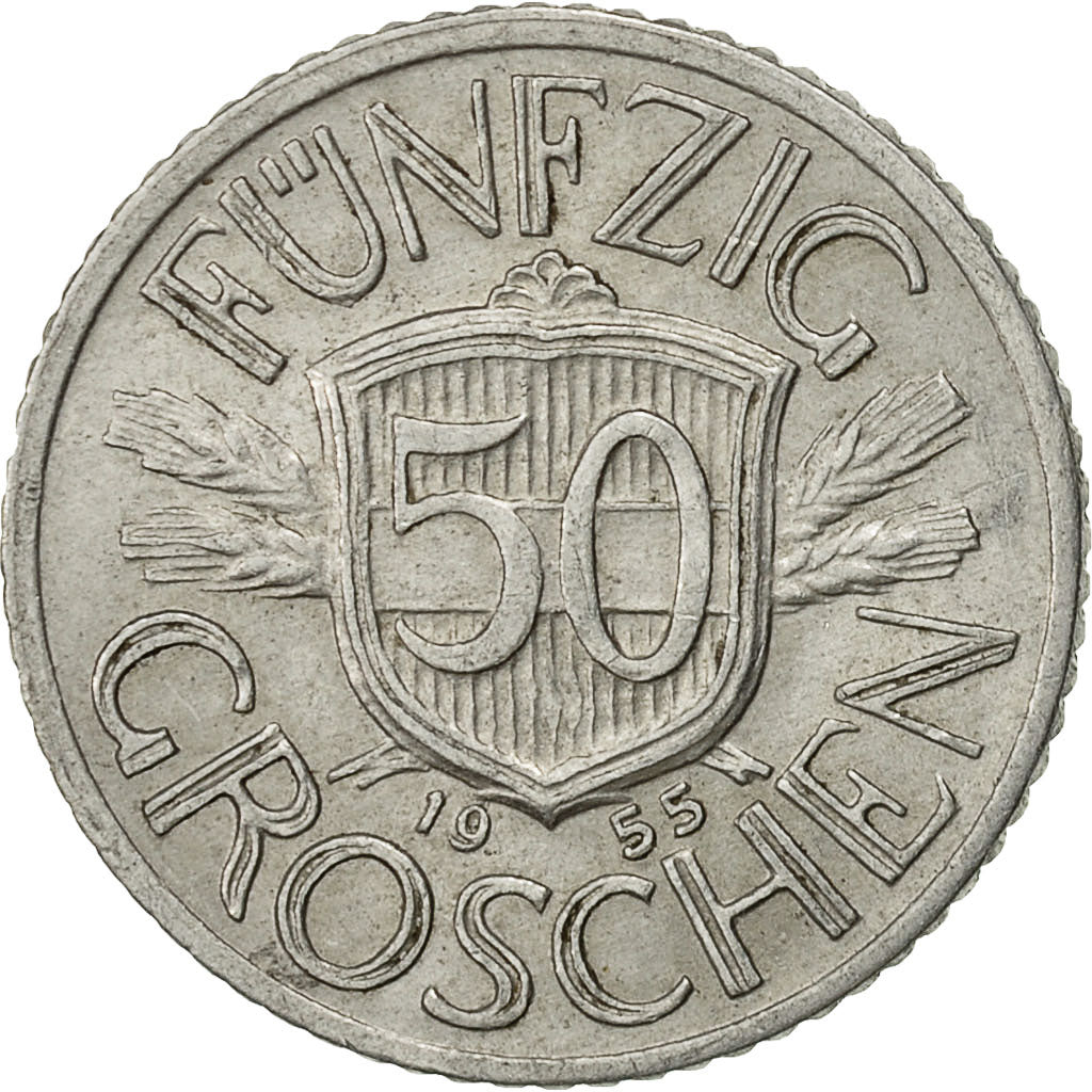 Austria, 50 Groschen, 1955, EF(40-45), Aluminum, KM:2870