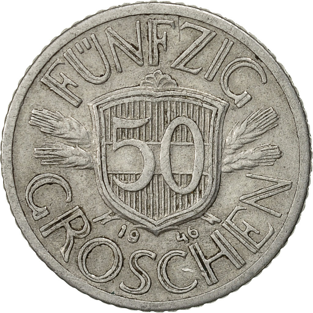 Austria, 50 Groschen, 1946, EF(40-45), Aluminum, KM:2870