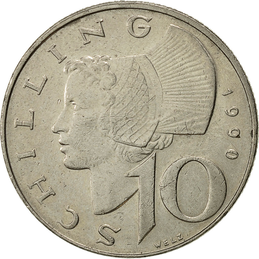 Austria, 10 Schilling, 1990, BB, Nichel placcato rame-nichel, KM:2918