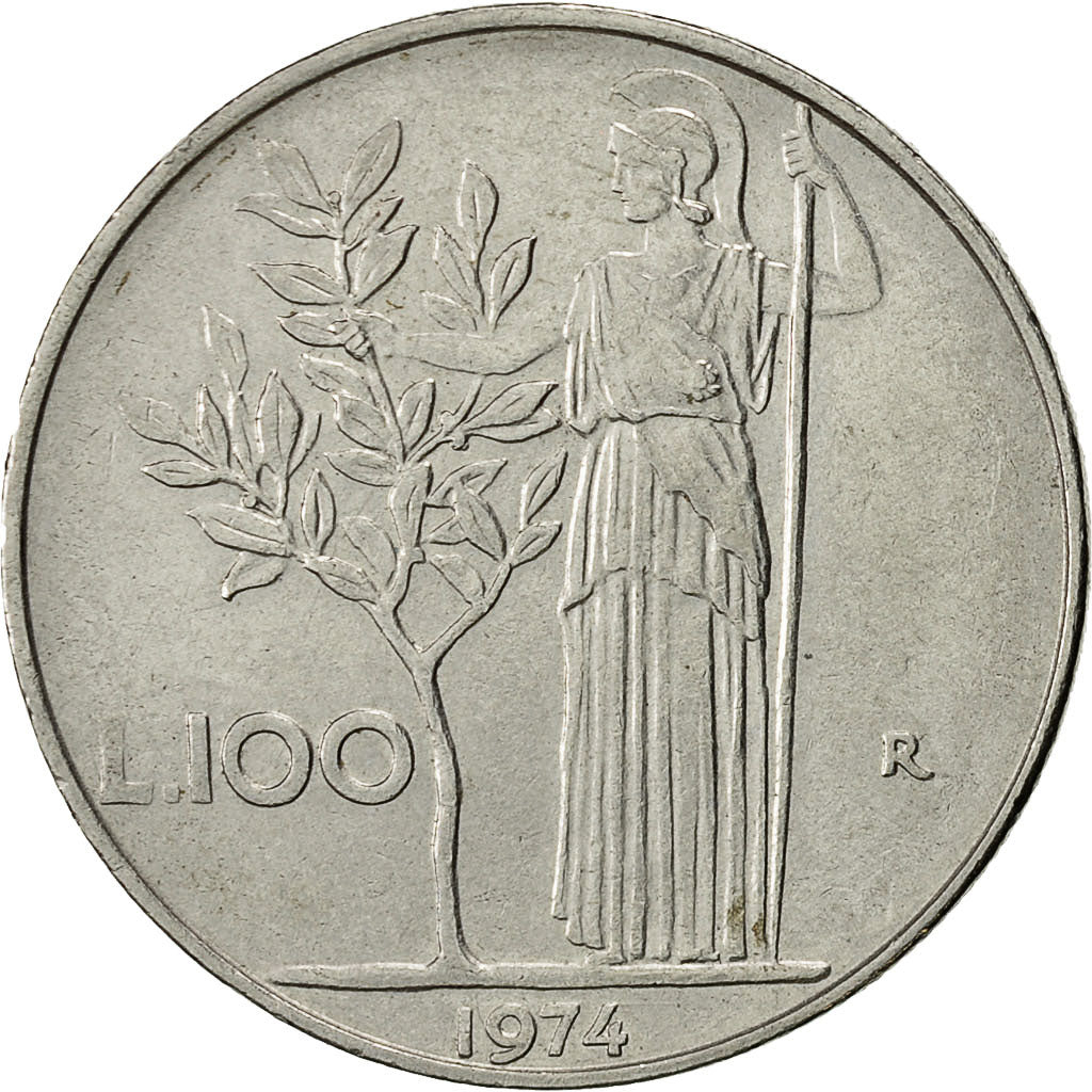 Italia, 100 Lire, 1974, Rome, MBC, Acero inoxidable, KM:96.1