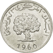 Tunisia, 5 Millim, 1960, Paris, EF(40-45), Aluminum, KM:282