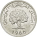 Tunisia, 5 Millim, 1960, Paris, EF(40-45), Aluminum, KM:282