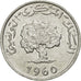 Tunisia, Millim, 1960, Paris, AU(55-58), Aluminum, KM:280