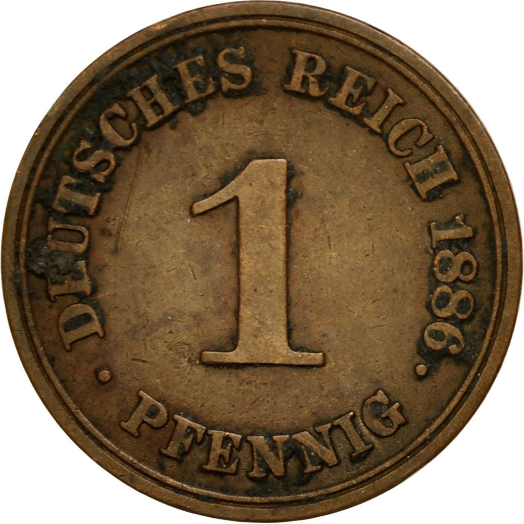 GERMANY - EMPIRE, Wilhelm I, Pfennig, 1886, Berlin, EF(40-45), Copper, KM:1