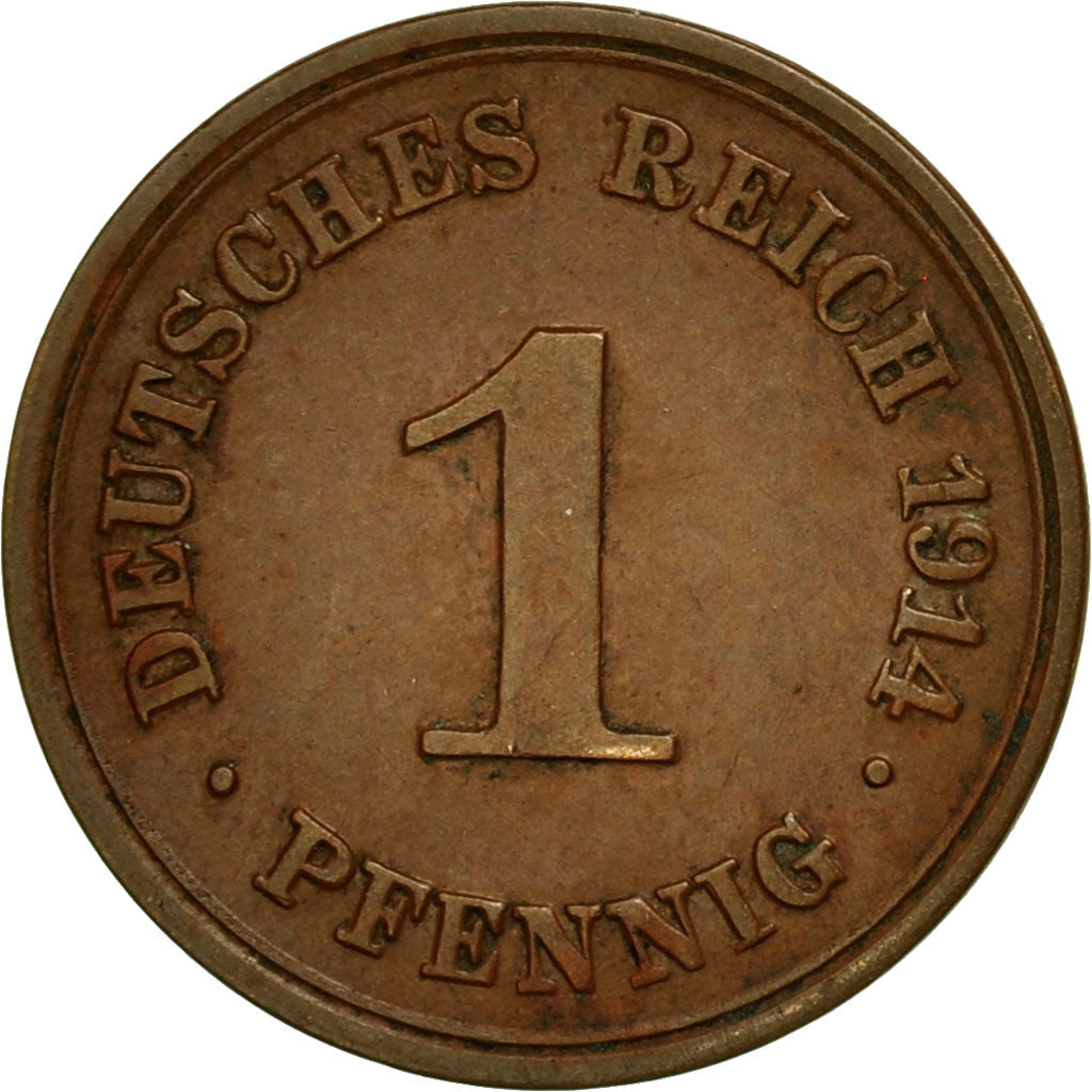 GERMANY - EMPIRE, Wilhelm II, Pfennig, 1914, Muldenhütten, EF(40-45), Copper