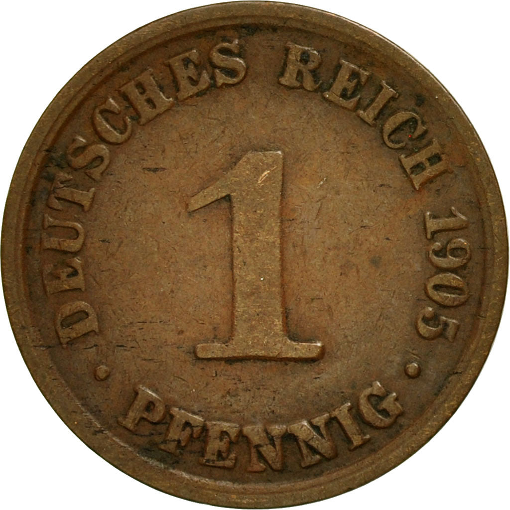 Moneda, ALEMANIA - IMPERIO, Wilhelm II, Pfennig, 1905, Berlin, MBC, Cobre, KM:10