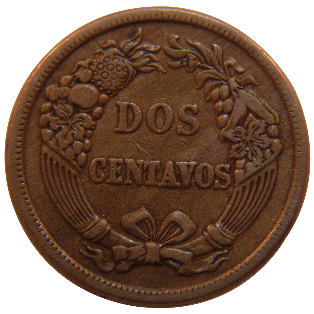 PERU, 2 Centavos, 1864, KM #188.1, AU(50-53), Copper-Nickel, 9.20