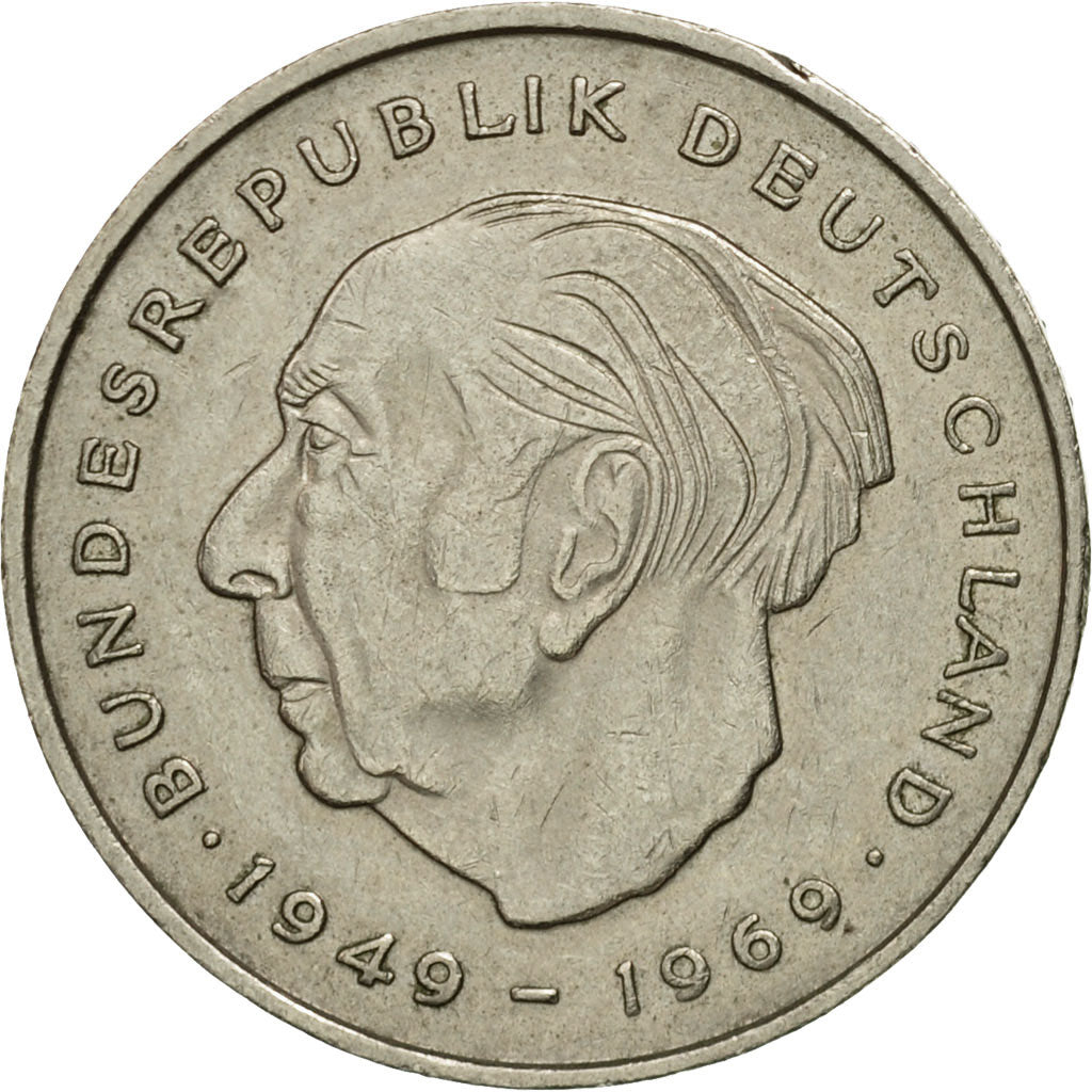 GERMANY - FEDERAL REPUBLIC, 2 Mark, 1974, Karlsruhe, EF(40-45), Copper-Nickel