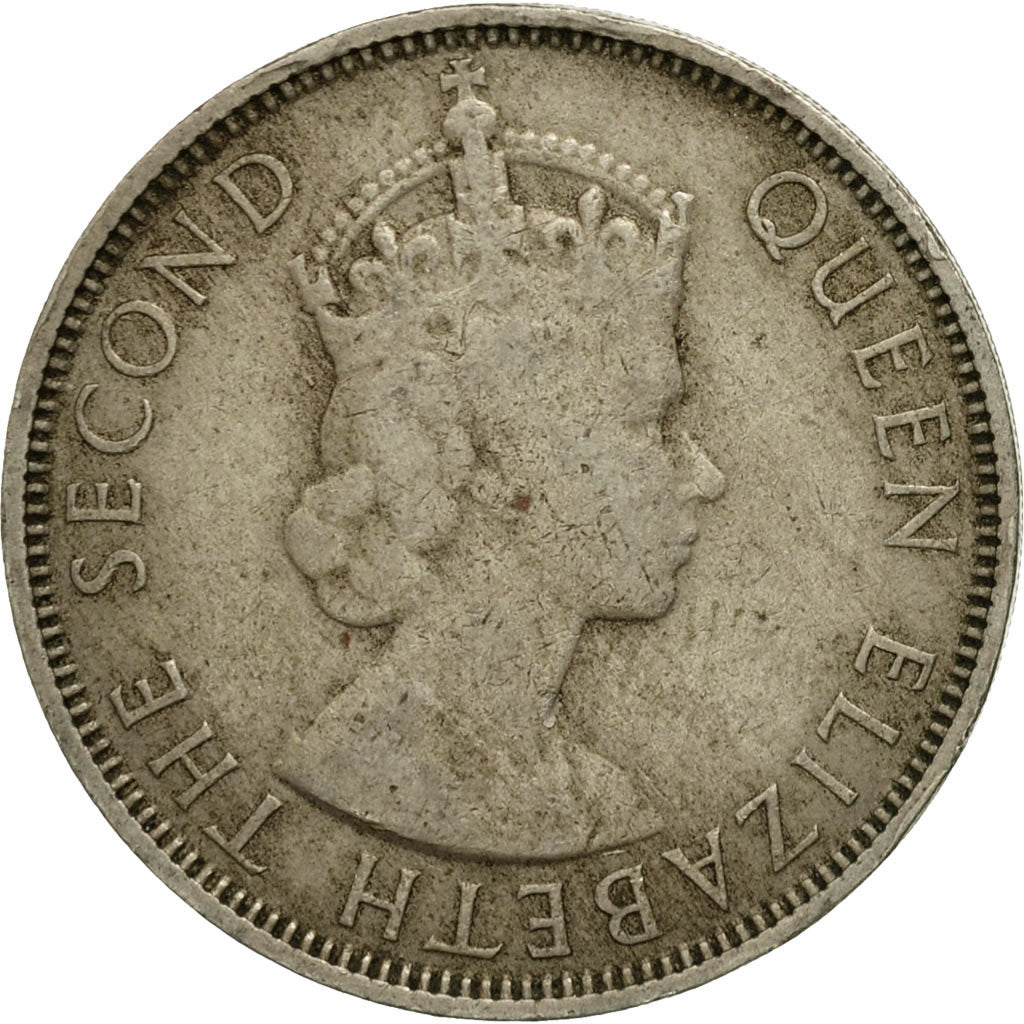 MALAYA & BRITISH BORNEO, 50 Cents, 1954, VF(30-35), Copper-nickel, KM:4.1