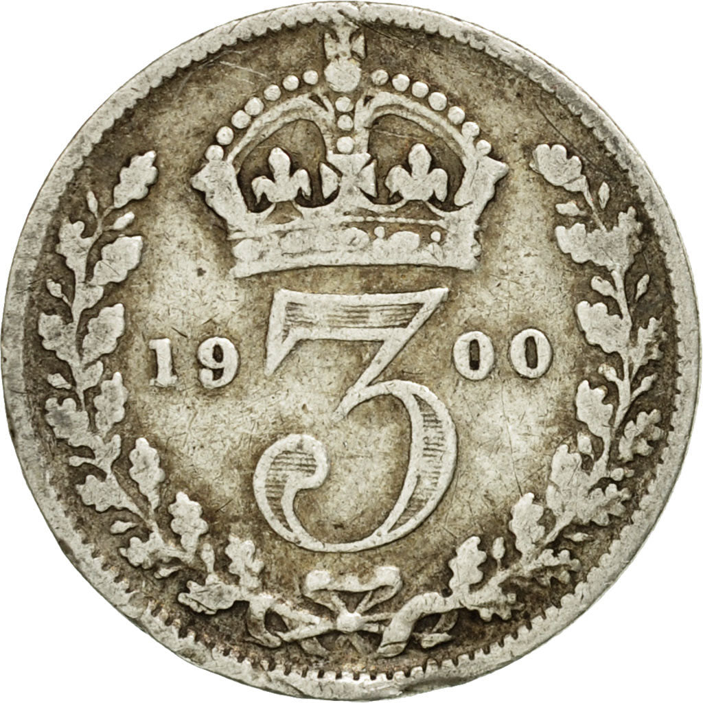 Great Britain, Victoria, 3 Pence, 1900, VF(30-35), Silver, KM:777