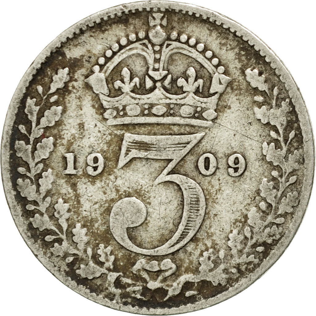 Great Britain, Edward VII, 3 Pence, 1909, EF(40-45), Silver, KM:797.2