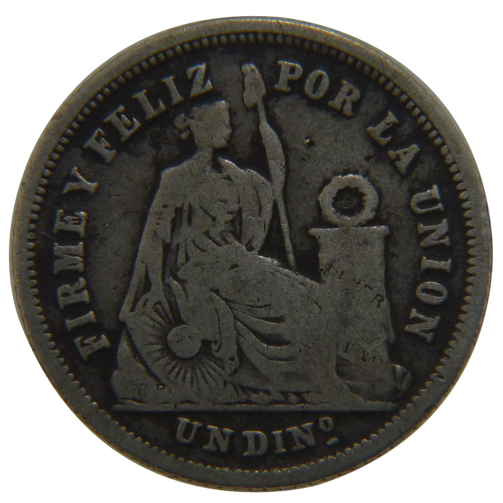 Peru, 1 Dinero, 1863, Lima, KM #190, VF(30-35), Silver, 2.30