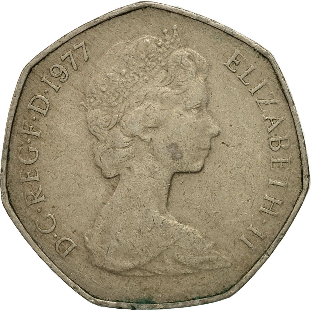 Great Britain, Elizabeth II, 50 New Pence, 1977, VF(30-35), Copper-nickel