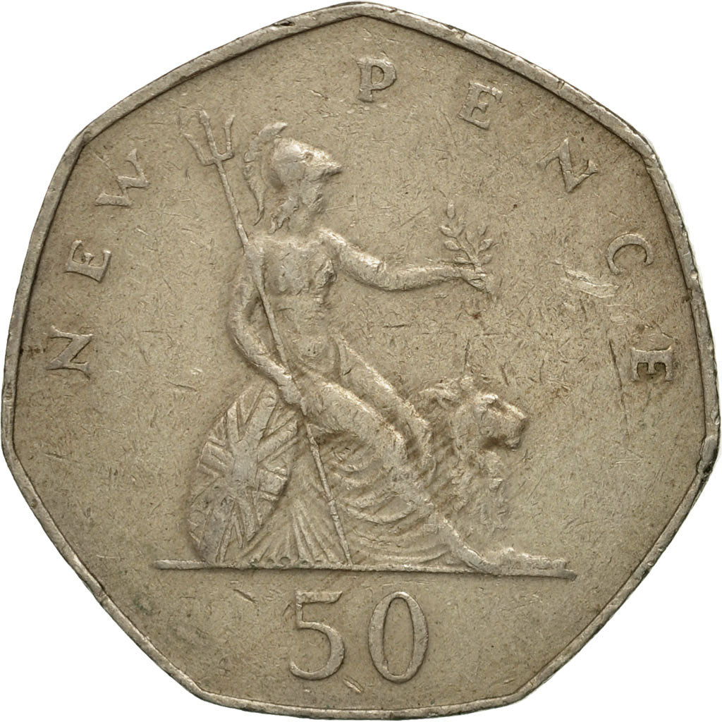 Great Britain, Elizabeth II, 50 New Pence, 1977, VF(30-35), Copper-nickel