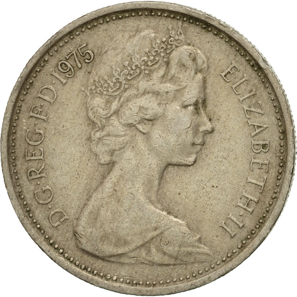 Großbritannien, Elizabeth II, 5 New Pence, 1975, S+, Copper-nickel, KM:911
