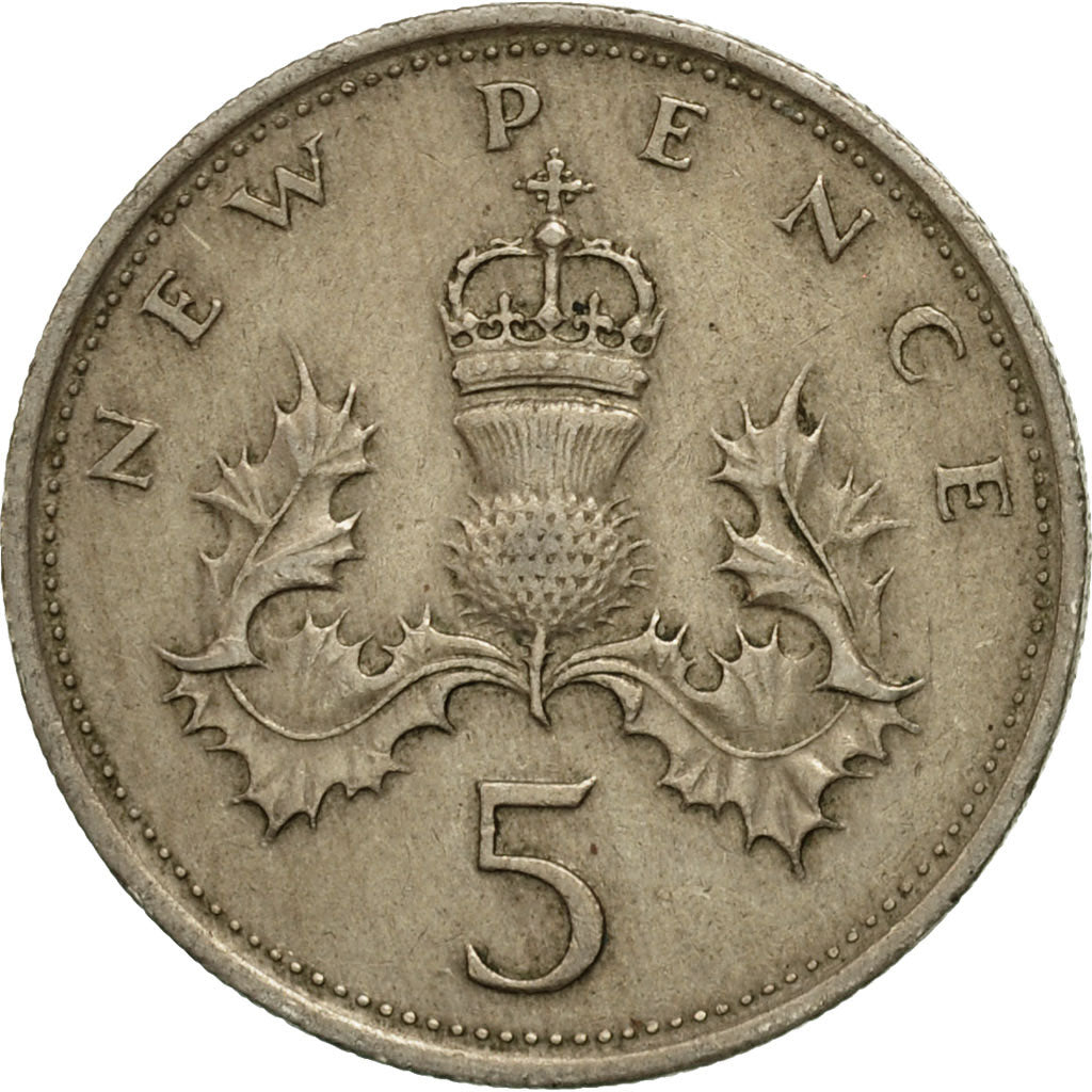 Großbritannien, Elizabeth II, 5 New Pence, 1975, S+, Copper-nickel, KM:911