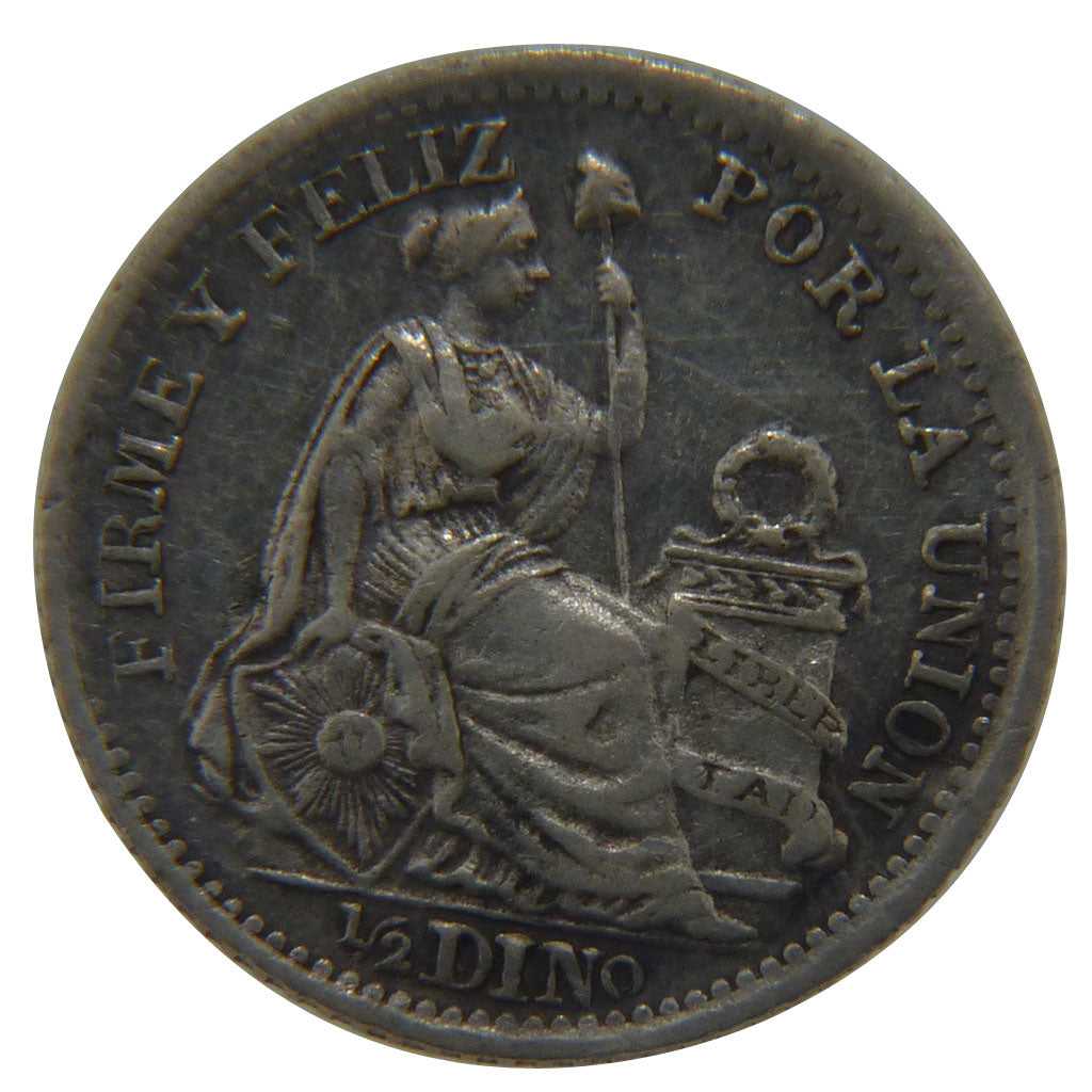 Peru, 1/2 Dinero, 1905, KM #206, AU(50-53), Silver, 1.30