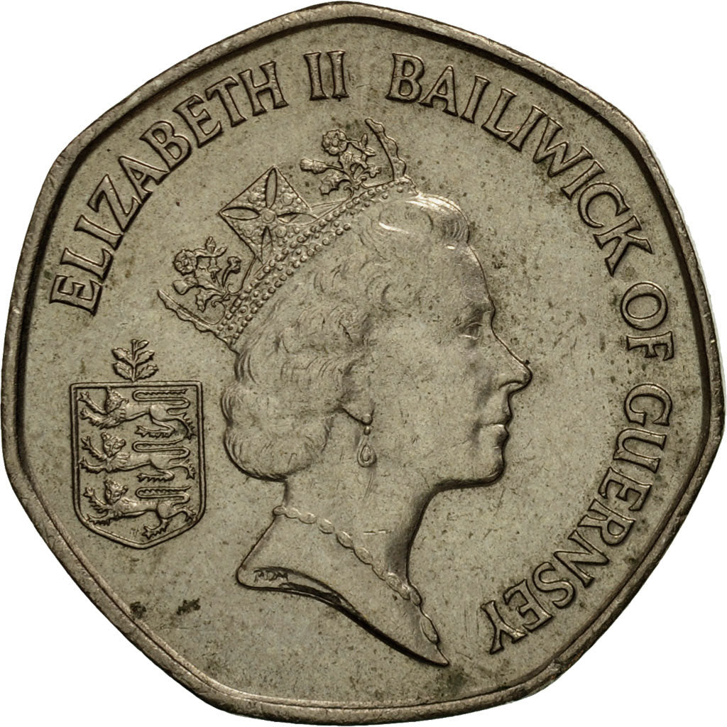 Guernsey, Elizabeth II, 20 Pence, 1989, Heaton, EF(40-45), Copper-nickel, KM:44