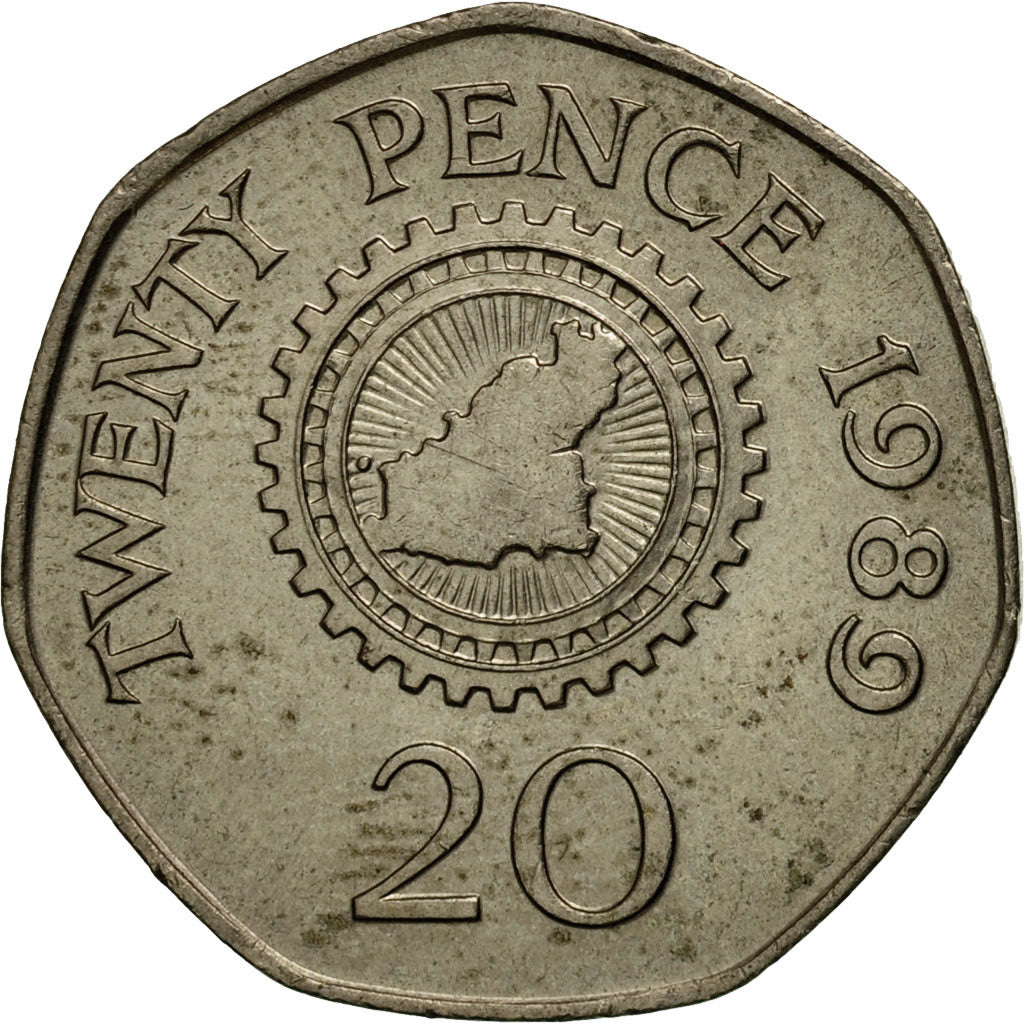 Guernsey, Elizabeth II, 20 Pence, 1989, Heaton, EF(40-45), Copper-nickel, KM:44