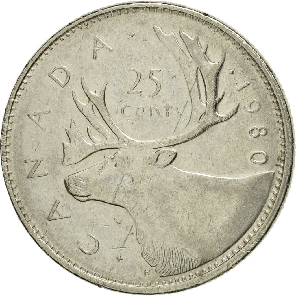 Canada, Elizabeth II, 25 Cents, 1980, Royal Canadian Mint, Ottawa, VF(30-35)