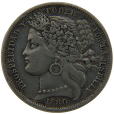 Peru, 1 Peseta, 1880, KM #200, AU(55-58), Silver, 5.00