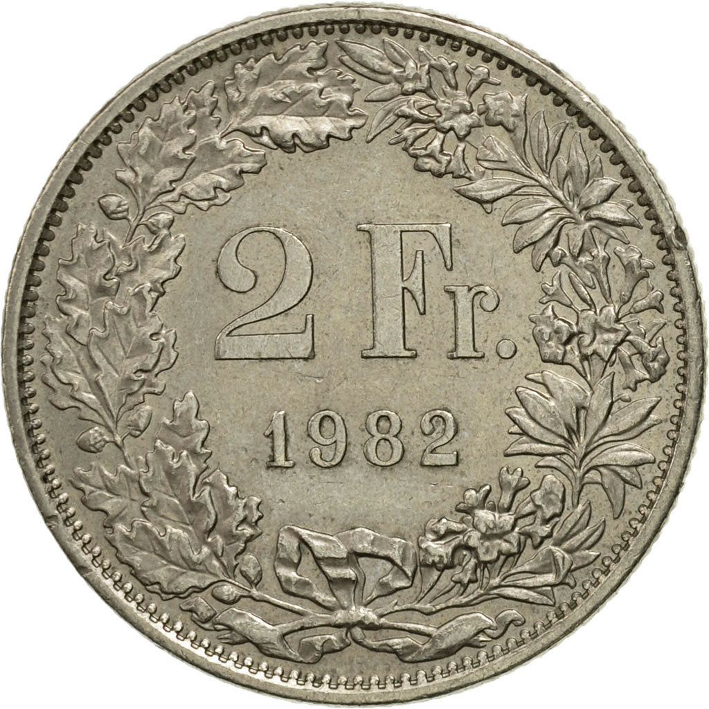 Suiza, 2 Francs, 1982, Bern, MBC, Cobre - níquel, KM:21a.2