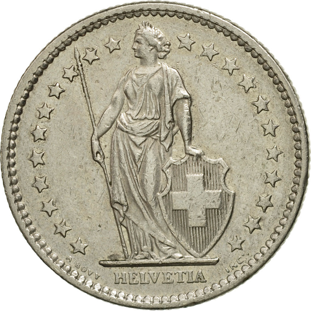 Switzerland, 2 Francs, 1975, Bern, VF(30-35), Copper-nickel, KM:21a.1