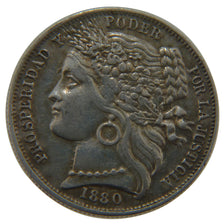 Peru, 1 Peseta, 1880, Lima, KM #200.1, AU(55-58), Silver, 5.00