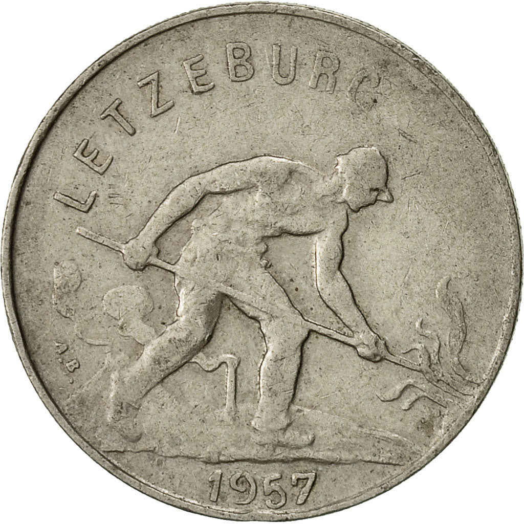 Luxembourg, Charlotte, Franc, 1957, VF(30-35), Copper-nickel, KM:46.2