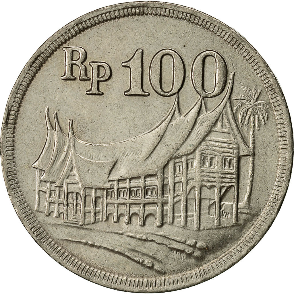 Indonesia, 100 Rupiah, 1973, AU(50-53), Copper-nickel, KM:36
