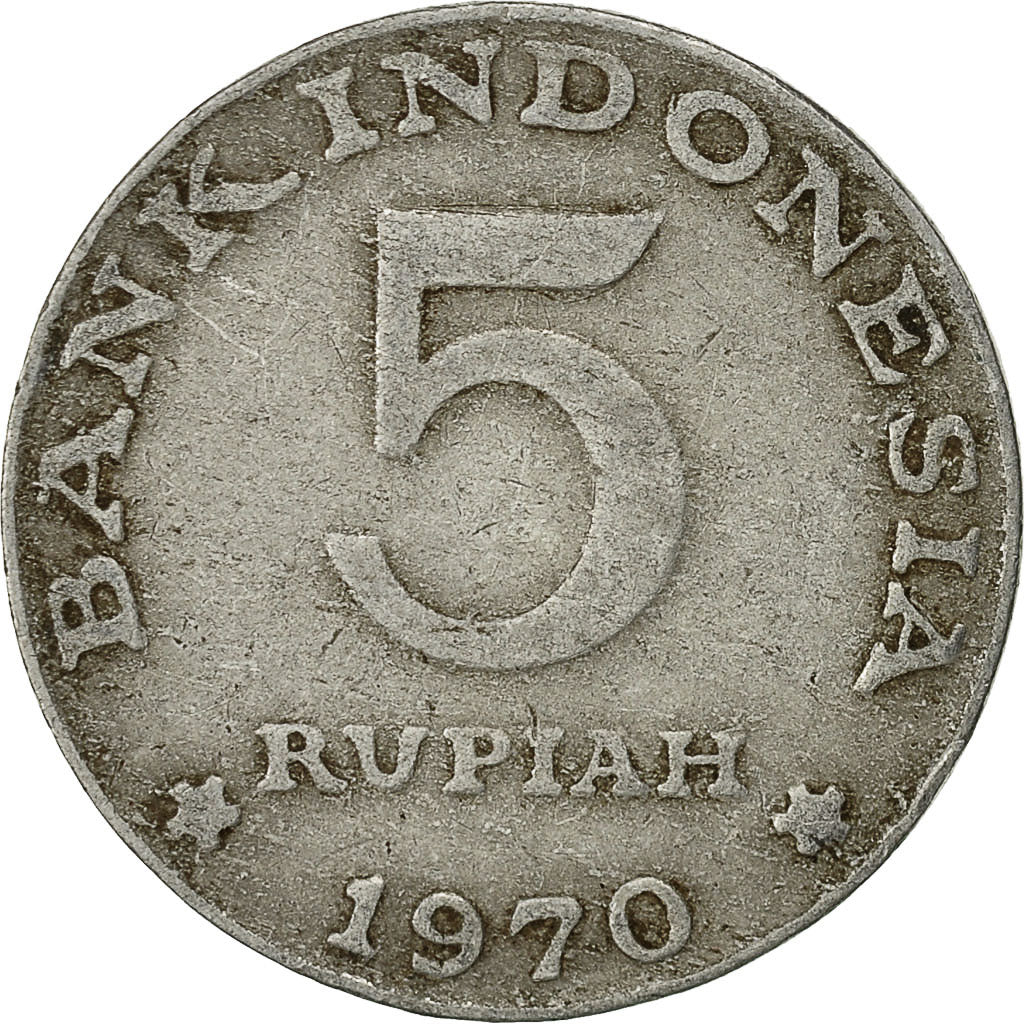 Indonesia, 5 Rupiah, 1970, VF(20-25), Aluminum, KM:22